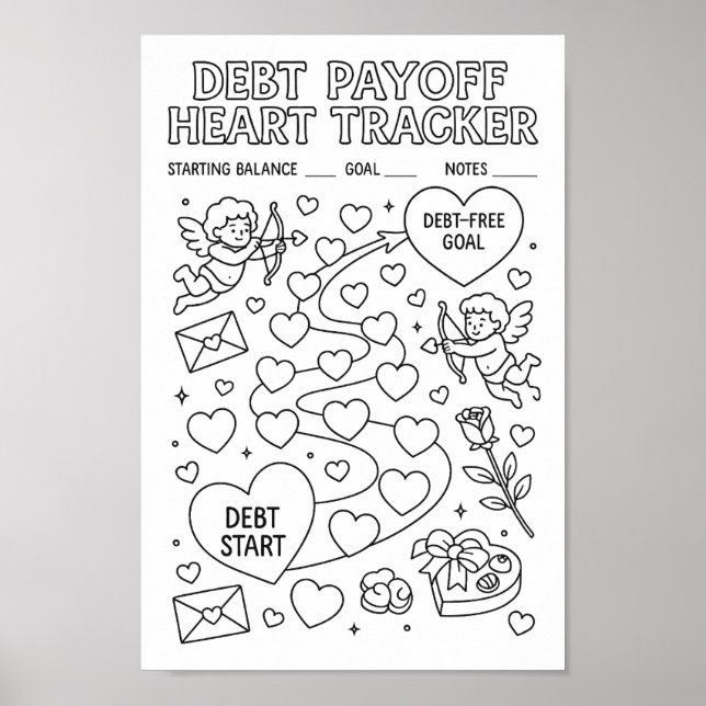 Viktig skuldbetalning Valentines hjärtspårare Poster (Framsidan)