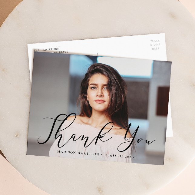 Viktig svart skriptfoto examens tack vykort (Skapare uppladdad)