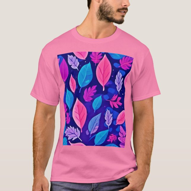 Viktig Tecknad Löv: Lila och Rosa T Shirt (Framsida)