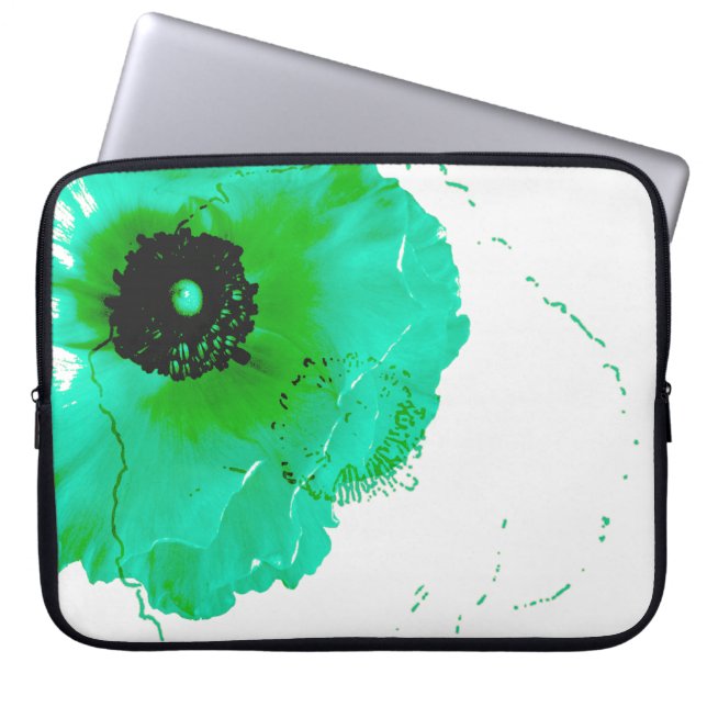 Viktig turkos och vit ranunculus laptop sleeve (Framsidan)