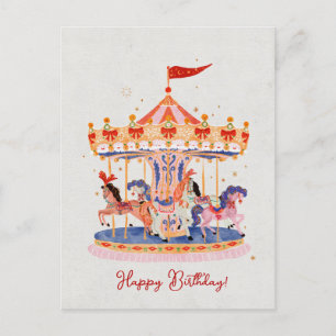 Viktig Vintage Karousel Watercolor Vykort