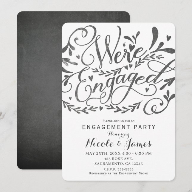 Viktig Vintage som låter krita-Förlovningsfesten Inbjudningar (Fram/baksida)