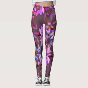Viktig Y2K-Blommigt för estetisk Rosa och Lila Leggings