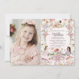 Viktiga Älvor Födelsedag Blomsterträdgård Bild Inbjudningar