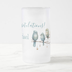 Viktiga fåglar på Grenar Pastel Baby Shower Frostat Ölglas