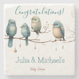 Viktiga fåglar på Grenar Pastel Baby Shower Stenunderlägg