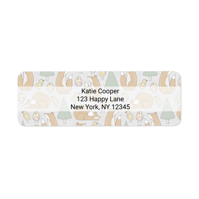 Viktiga rävar, fåglar och Träd som har illustrerat Returadress Etikett (Framsidan)