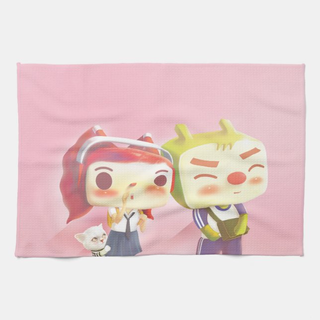 Viktiga tecken med katt kökshandduk (Horisontell)