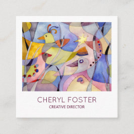 Viktiga vattenfärgfåglar fyrkantigt visitkort