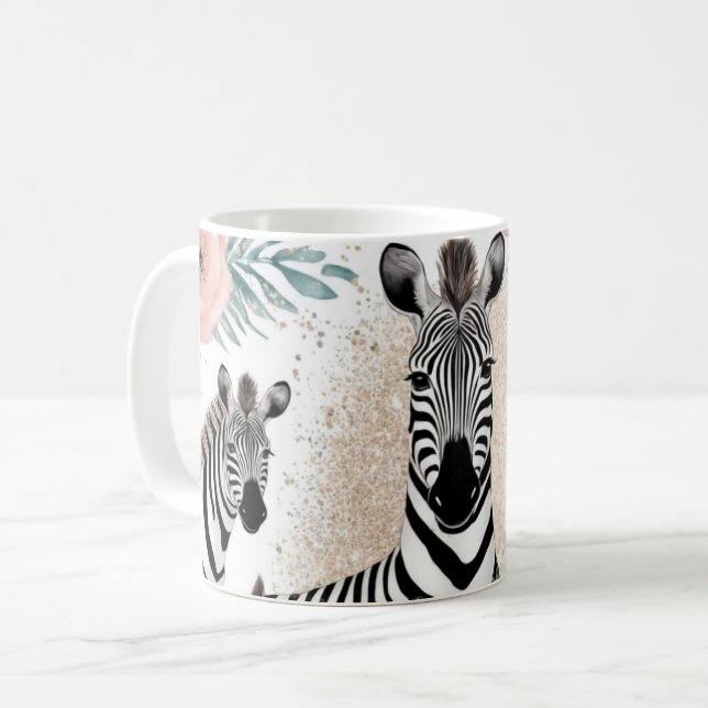 Viktiga Zebröder och Blommigt Fantasy Kaffemugg (Framsida vänster)