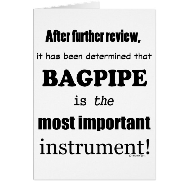 Viktigast instrument för säckpipa hälsningskort (Framsidan)