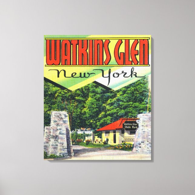 Viktigaste ingångsvy till Watkins Glen State Park Canvastryck (Framsida)