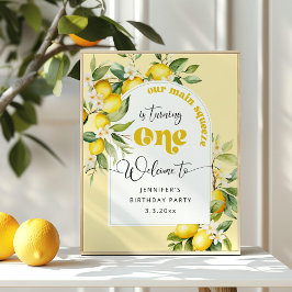Viktigaste klämman citron 1:a födelsedag party väl poster