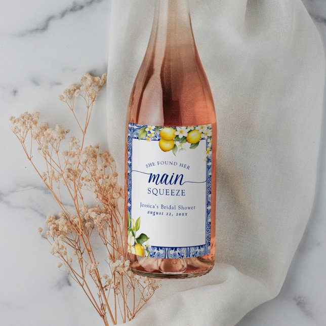 Viktigaste Lemons- och Blue Mediterranean Vinflaska Etikett (Skapare uppladdad)