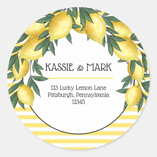 Viktigaste Lemons Tropical Returadress Runt Klistermärke (Framsida)