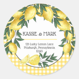 Viktigaste Lemons Tropical Returadress Runt Klistermärke