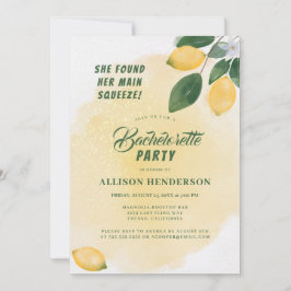 Viktigaste Squeeze Watercolor Lemons Bachelorette  Inbjudningar