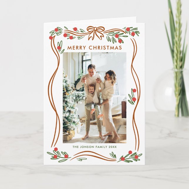 Viktigt 5 Photo Boho Beige Julbatt Helgkort (Framsida)