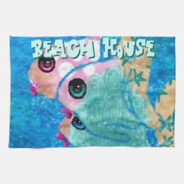 Viktigt Abstrakt Fisktrioblått Personlig Kökshandduk