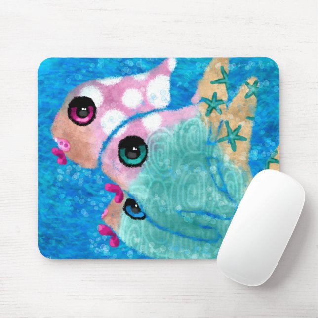 Viktigt Abstrakt Rosa av fiskstranden Nautical Tea Musmatta (Med mus)