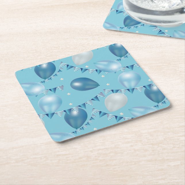 Viktigt Baby blue Party Underlägg Papper Kvadrat (Vinklad)