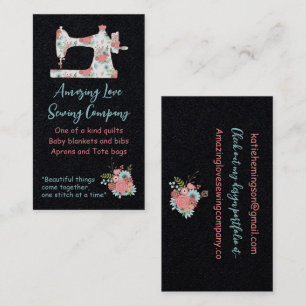 Viktigt Blommigt Sewing Maskin Business Car Visitkort