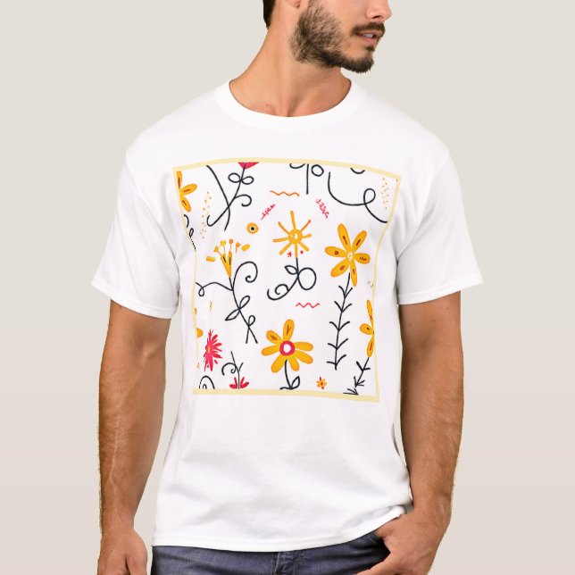 Viktigt Blommönster T Shirt (Framsida)