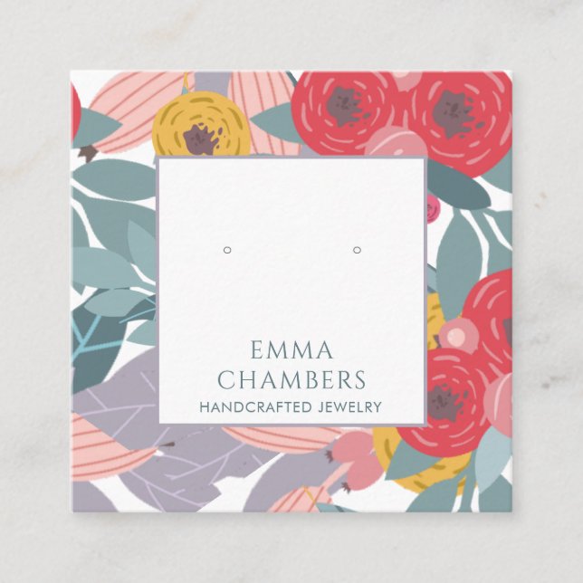 Viktigt Boho-färgat Visning för avläsning av Blomm Fyrkantigt Visitkort (Framsida)