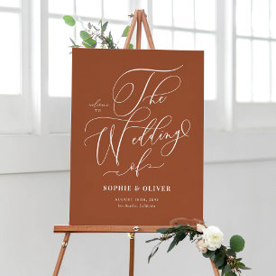 Viktigt Calligraphy Terracotta Bröllop Välkommen Poster