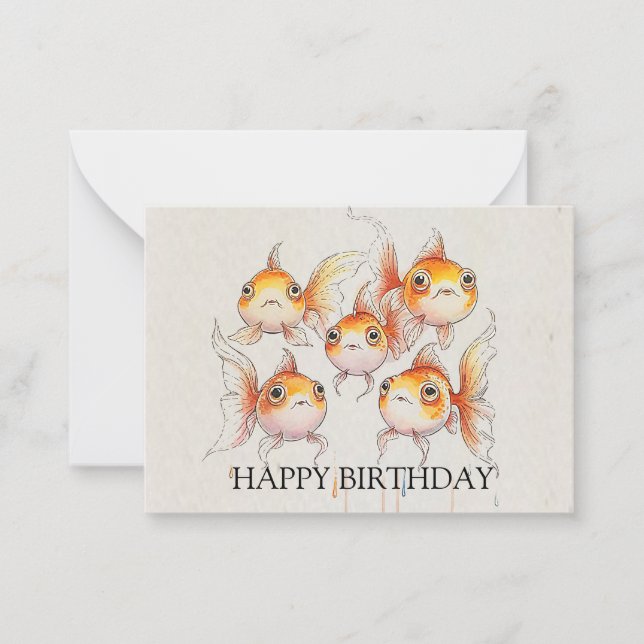 Viktigt Flytande Goldfish Birthday Anteckningskort (Framsida)