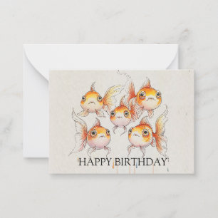 Viktigt Flytande Goldfish Birthday Anteckningskort