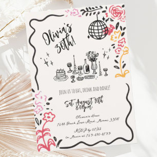 Viktigt Hand plockade-Födelsedagsfest Inbjudningar