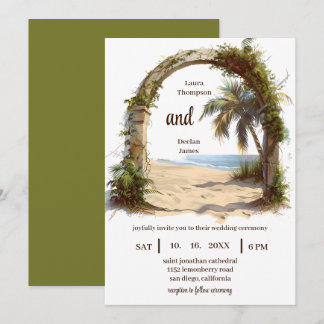 Viktigt Handflatan Tropical Boho Beach Wedding Inbjudningar