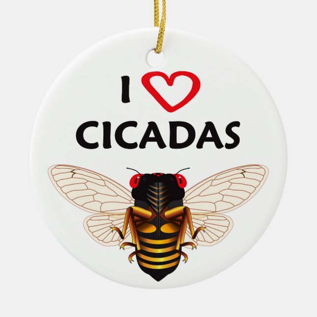 Viktigt "I Kärlek Cicadas"-design Julgransprydnad Keramik (Framsidan)