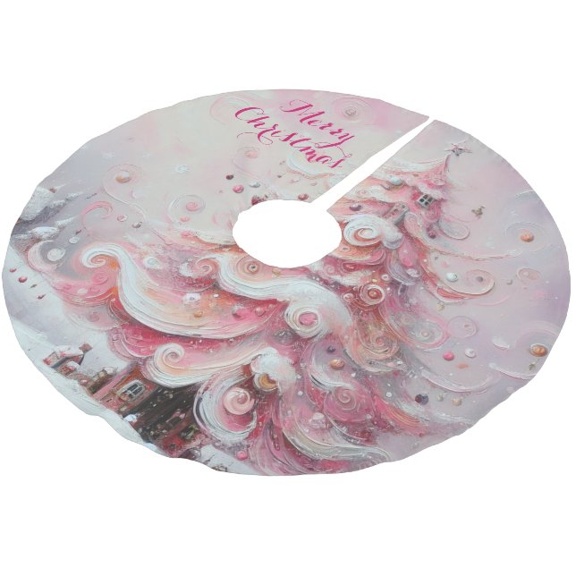 Viktigt imponerande Rosa i Julgran Julgransmatta Borstad Polyester (Vinklad)