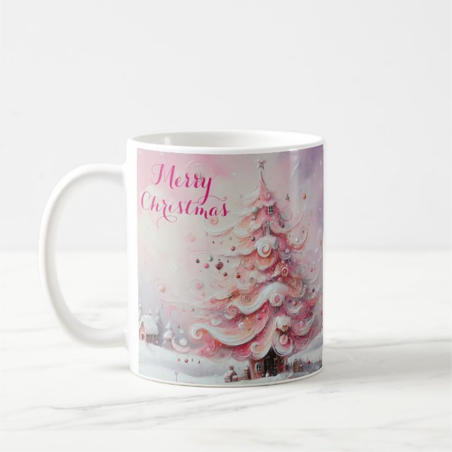 Viktigt imponerande Rosa i Julgran Kaffemugg (Vänster)