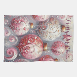 Viktigt Impressionistiskt julprydnadsföremål Rosa Kökshandduk