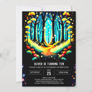 Viktigt in i Skogen Fireflies Birthday Inbjudningar