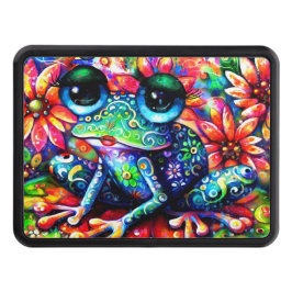 Viktigt intressionistisk Blommigt Frog Grönt Blue Dragkroksskydd