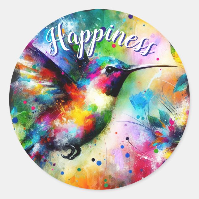 Viktigt intryck Hummingbird Runt Klistermärke (Framsida)