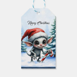 Viktigt Jul Elf med Candy cane Presentetikett