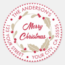 Viktigt julandetag | Röd och vit Runt Klistermärke