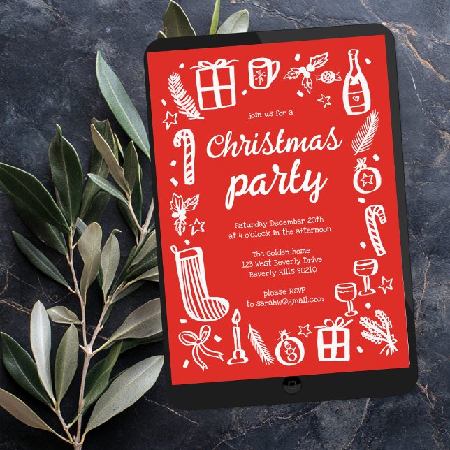Viktigt Julfest i julklapp Anpassningsbar Inbjudningar (Whimsical Christmas Holiday Party Cute Custom Invitation
Digital DOwnload evite)