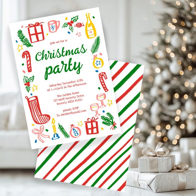 Viktigt Julfest i julklapp Anpassningsbar Inbjudningar (Whimsical Christmas Holiday Party Cute Custom Invitation
)