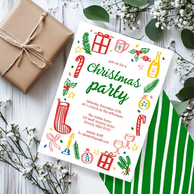 Viktigt Julfest i julklapp Anpassningsbar Inbjudningar (Whimsical Christmas Holiday Party Cute Custom Invitation
)