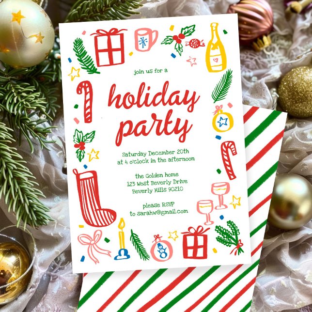 Viktigt Julfest i julklapp Anpassningsbar Inbjudningar (Whimsical Christmas Holiday Party Cute Custom Invitation
)