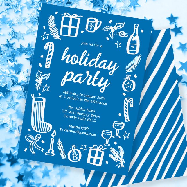 Viktigt Julfest i julklapp Anpassningsbar Inbjudningar (Whimsical Christmas Holiday Party Cute Custom Invitation
Blue)