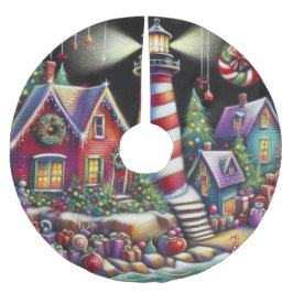 Viktigt julfyr Röd Rosa Lila Julgransmatta Borstad Polyester