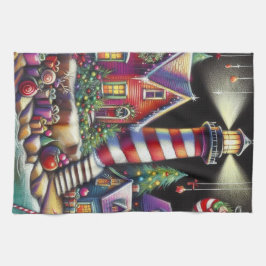 Viktigt julfyr Röd Rosa Lila Kökshandduk