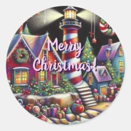 Viktigt julfyr Röd Rosa Lila Runt Klistermärke